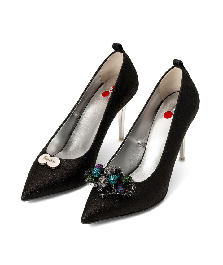 Delicious Pump made from Recycled Leather on a Silver Stiletto Stick Silver à la Mode
