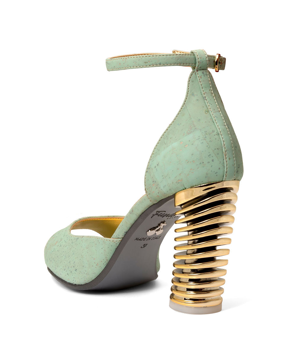 Cyclones Miint Sandals made from Cork on a Gold Swirl Cone à la Topless