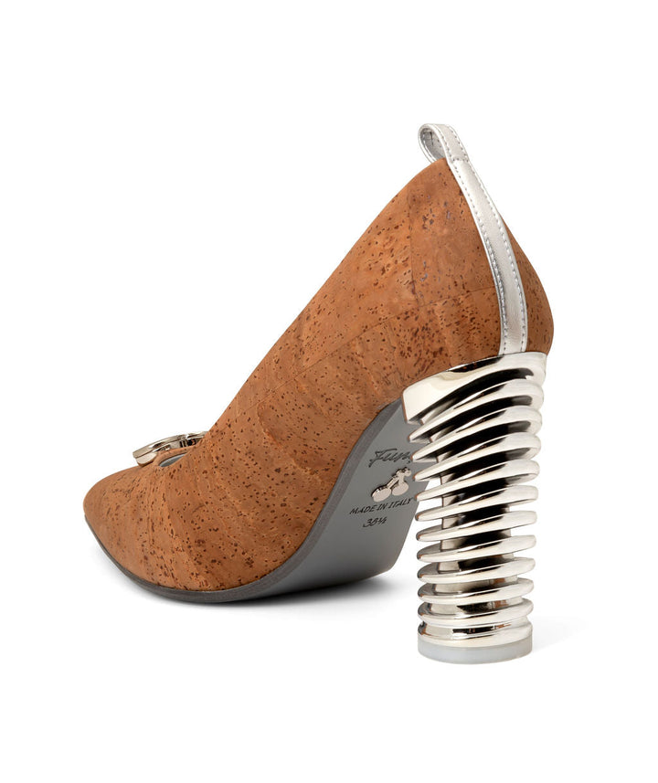 Push Up Pump Coffee made from Cork on a Silver Swirl Cone à la Magnetic