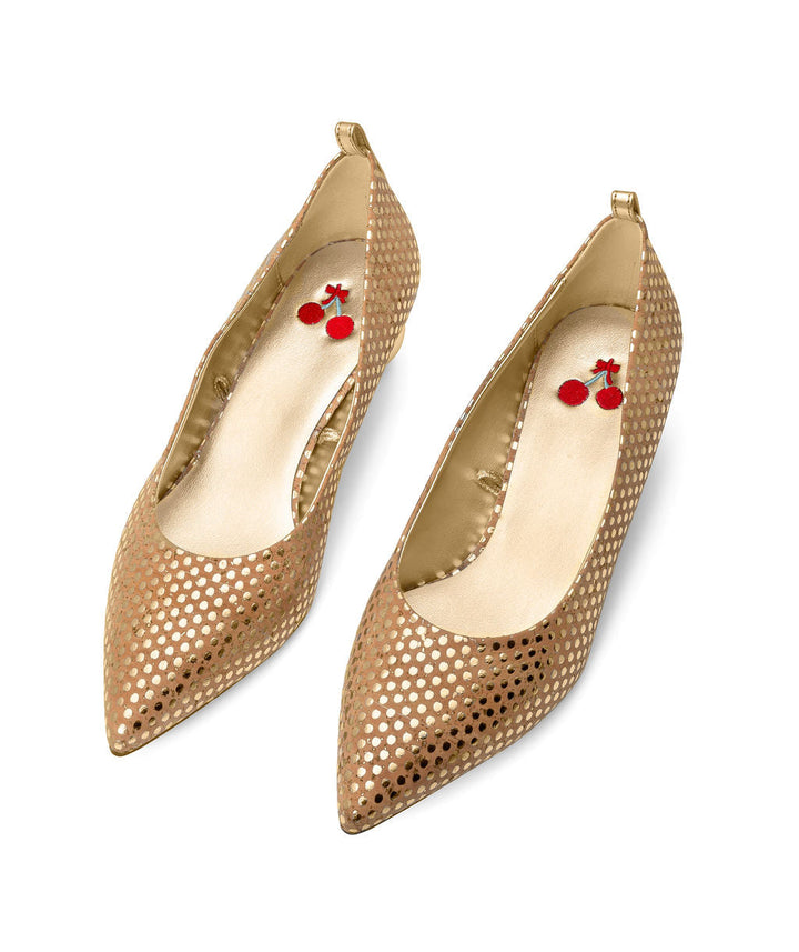 Cherriots Caramel Chips Flats in Cork ^ Cherry Cone ~ Gold * à la Topless