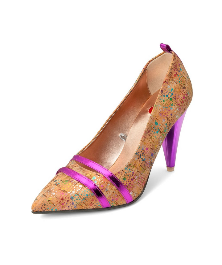 Parfait Pumps Rainbow Sherbet  Sugar Rim made from Cork on a Fuchsia Sugar Cone à la Mode