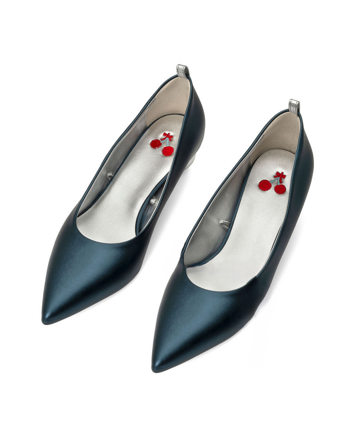 Cherriots Blueberry Flats Recycled Leather ^ Cherry Cone  ~ Silver * à la Topless