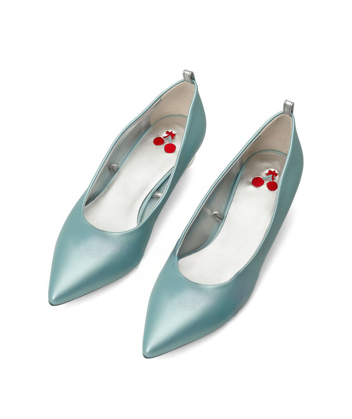 Cherriots Daiquiri Ice Flats Recycled Leather ^ Cherry Cone  ~ Silver * à la Topless