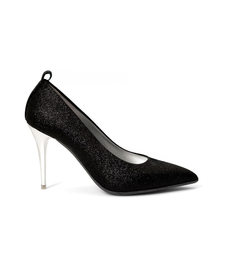 Delicious Pump Licorice Sugar Recycled Leather ^ Stiletto Stick ~ Silver * à la Topless