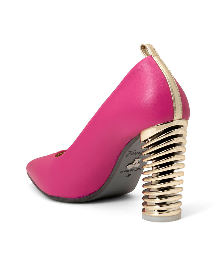 Push Up Pump Raspberry Recycled Leather Swirl Cone Golden à la Topless