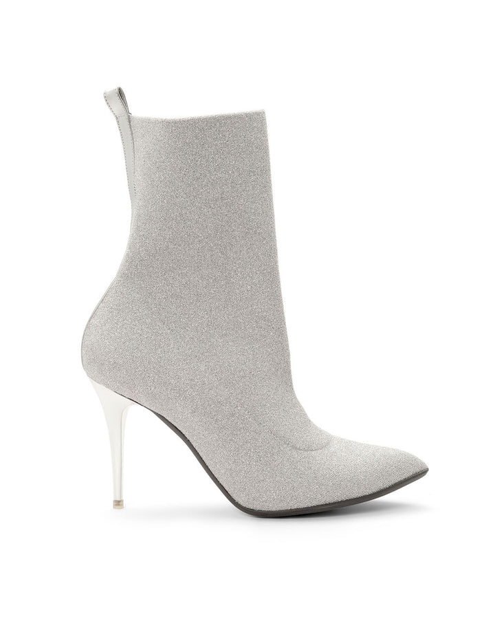 Knit Boots Sugar Recycled Lurex on a Silver Stiletto Stick Sugar Rimmed