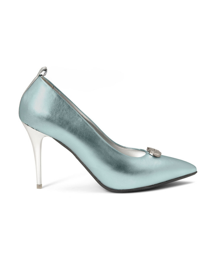 Delicious Pump Daiquiri Ice made from Recycled Leather on a Silver Stiletto Stick Silver à la Magnetic