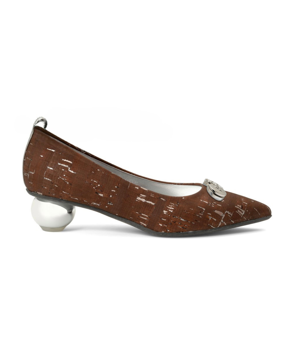 Rocky Road — Brown & Silver
 Flats on a Cherry Cone heel
