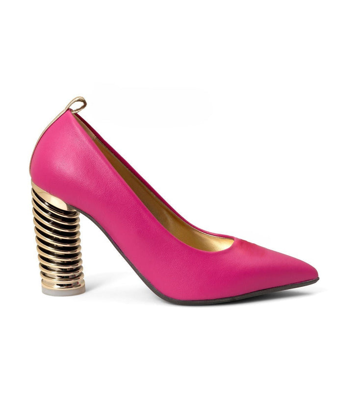 Push Up Pump Recycled Leather Swirl Cone Golden à la Topless