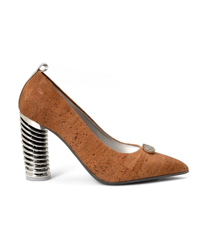 Push Up Pump Coffee made from Cork on a Silver Swirl Cone à la Magnetic