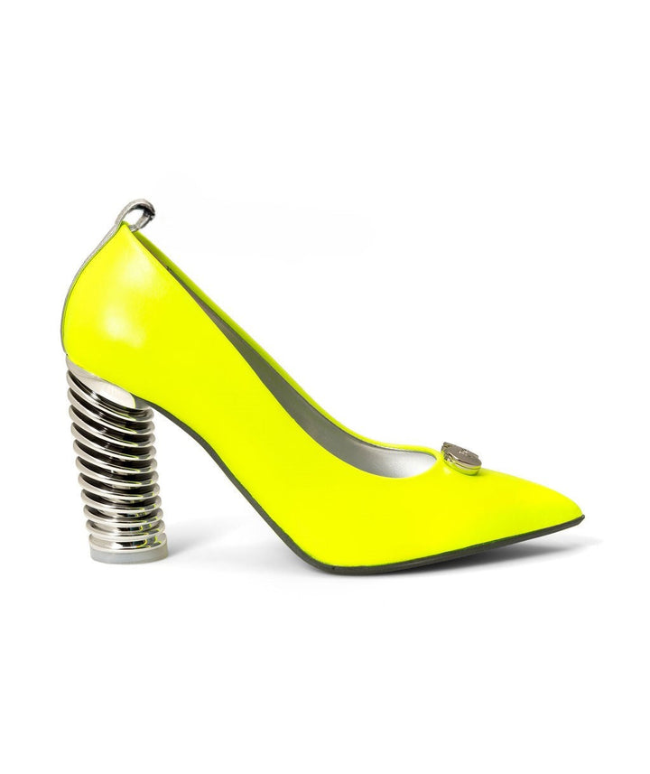 Push Up Pump Limoncello made from Recycled Leather on a Silver Swirl Cone à la Magnetic