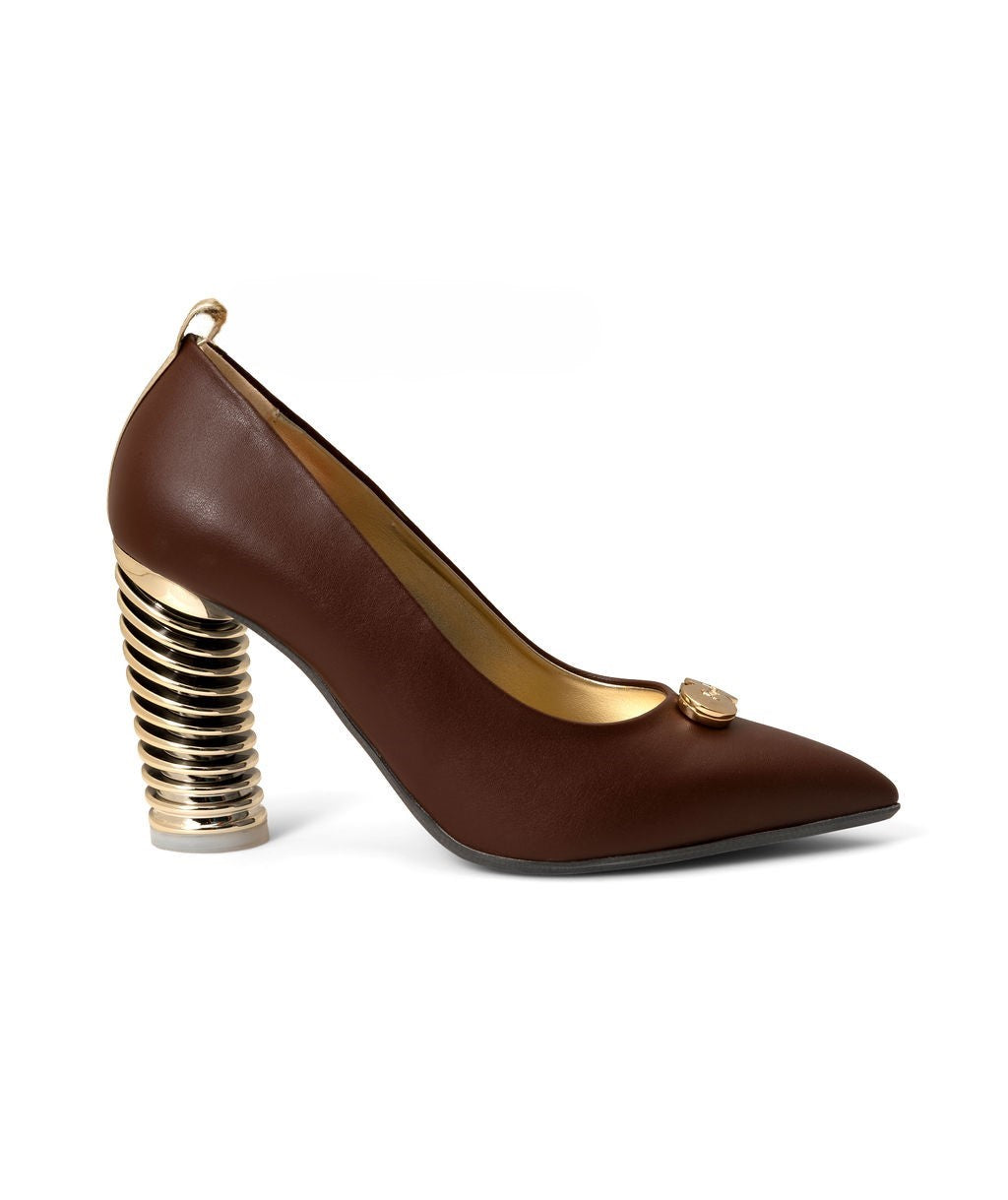 Chocolate — Brown
 Pumps on a Swirl Cone heel