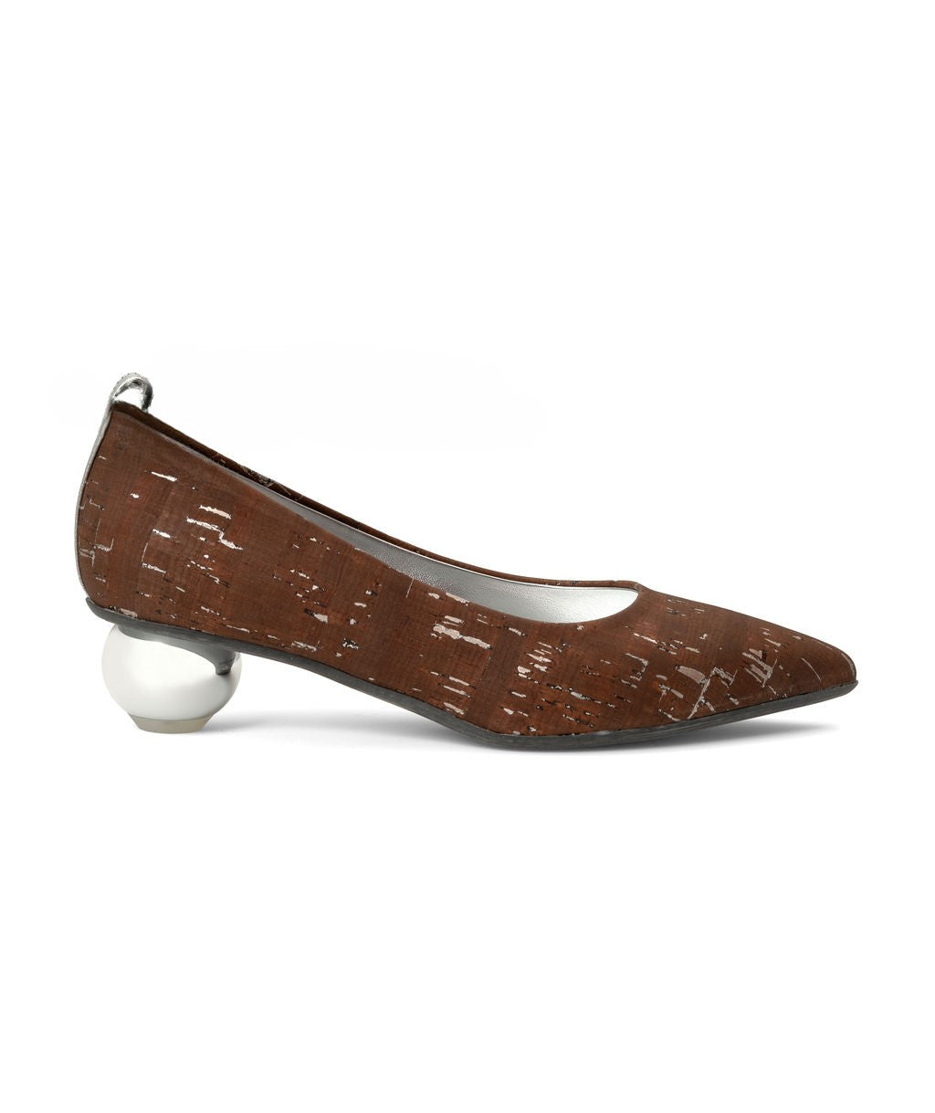 Rocky Road — Brown & Silver
 Flats on a Cherry Cone heel