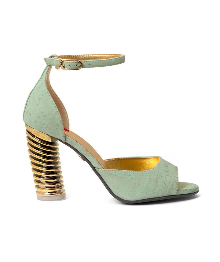 Cyclones Sandals made from Cork on a Gold Swirl Cone à la Topless