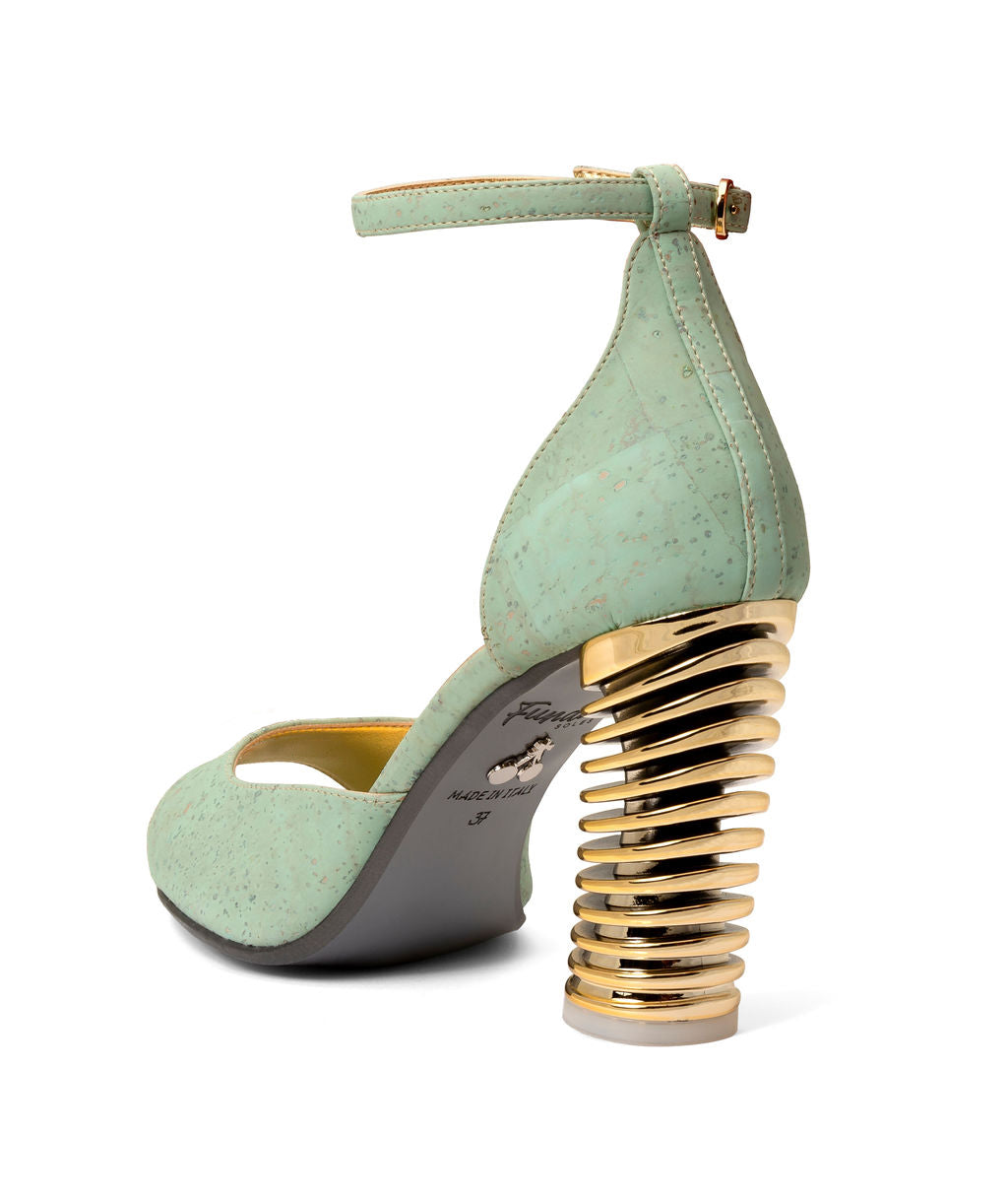 Cyclones Sandals made from Cork on a Gold Swirl Cone à la Topless