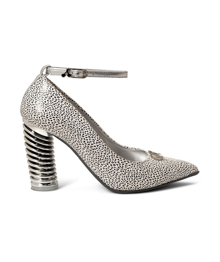 Push Up Pump | Recycled Leather ^ Swirl Cone ~ Silver * Topless