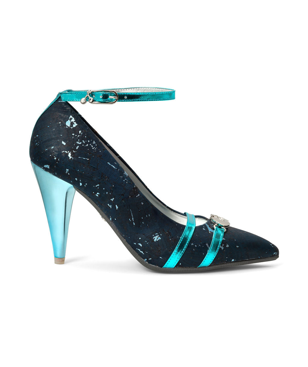 Blueberry Chips — Navy w/ Aqua
 Pumps on a Sugar Cone heel