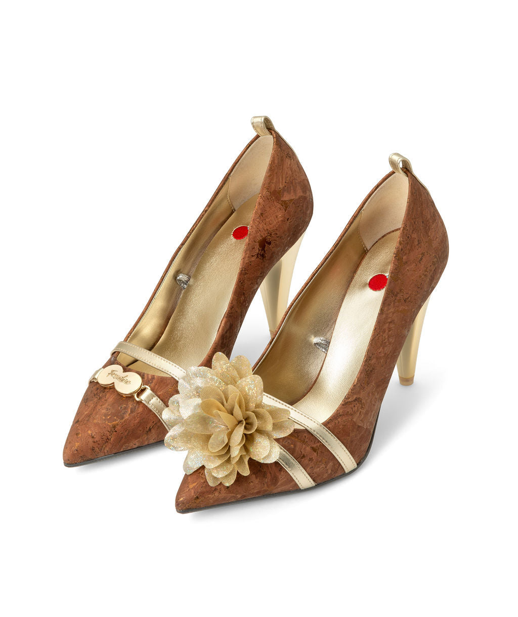 Parfait Pumps made from Cork on a Gold Sugar Cone à la Magnetic