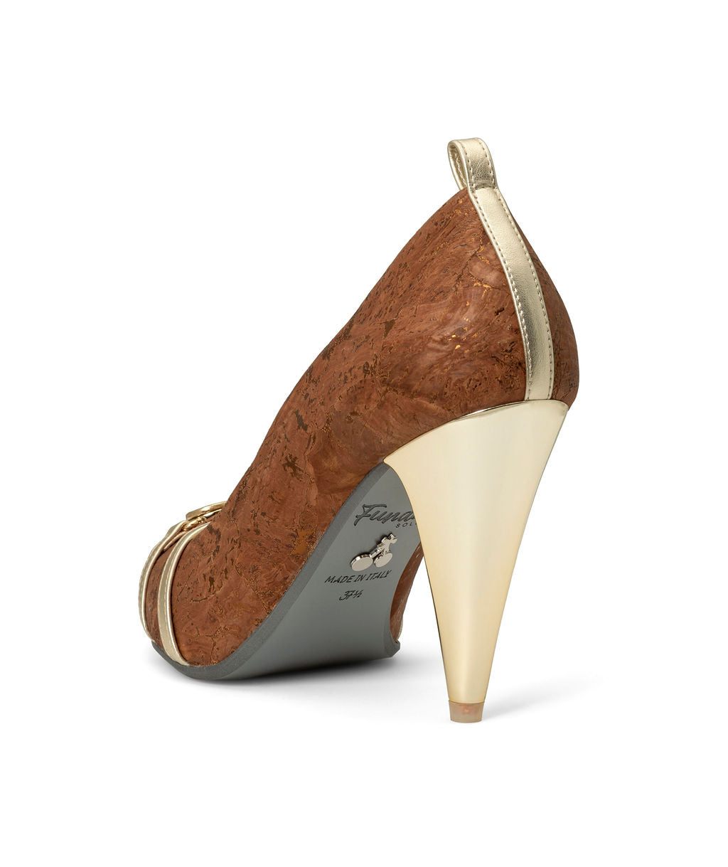 Parfait Pumps made from Cork on a Gold Sugar Cone à la Magnetic