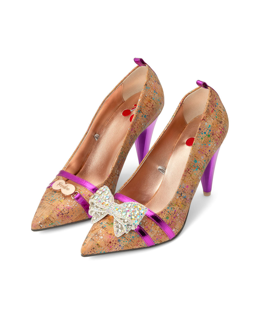 Parfait Pumps Rainbow Sherbet made from Cork on a Fuchsia Sugar Cone à la Magnetic