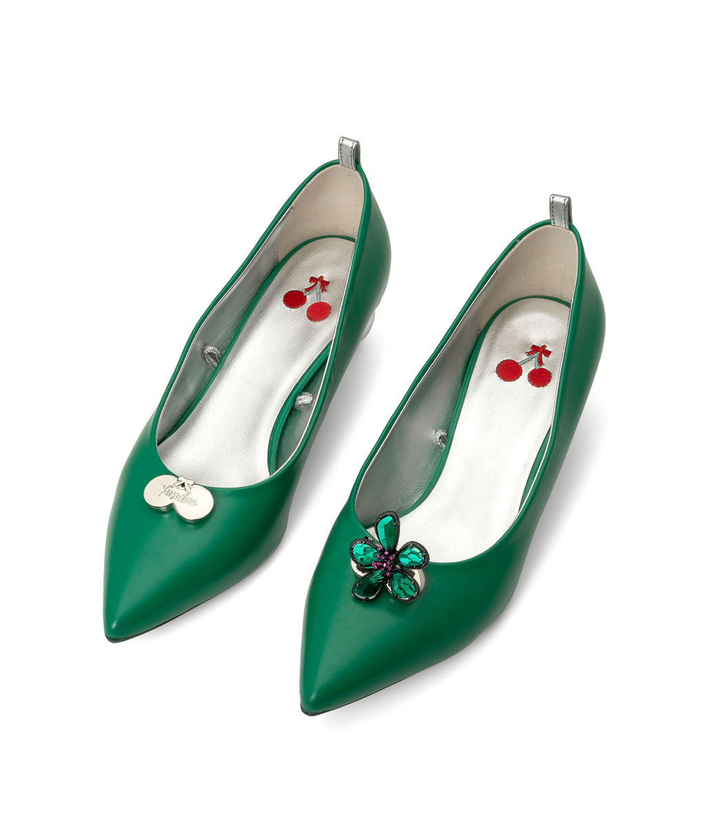 Cherriots Shamrock Mint | Recycled Leather ^ Cherry Cone ~ Silver * à la Magnetic