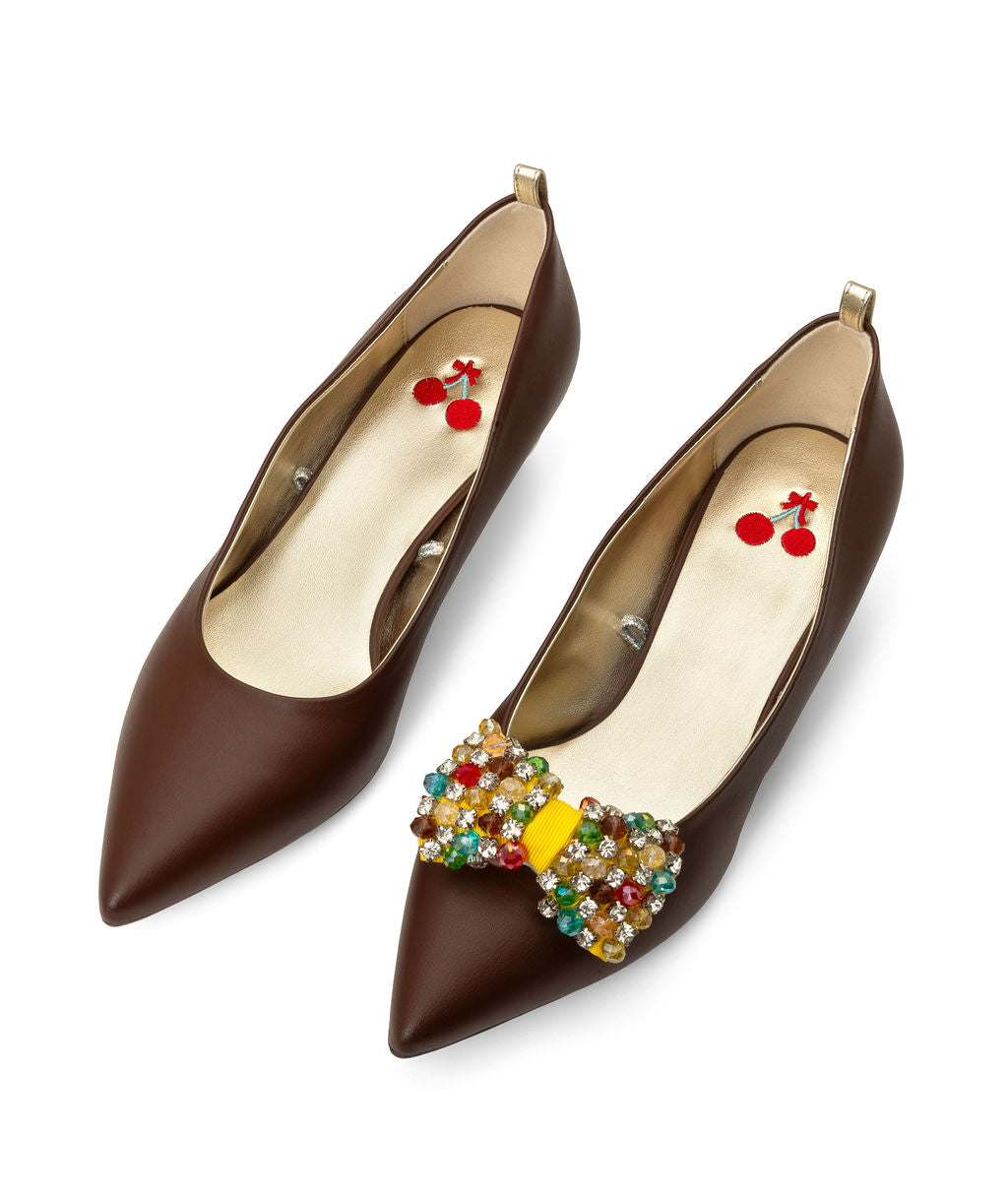 Chocolate — Brown
 Flats on a Cherry Cone heel
