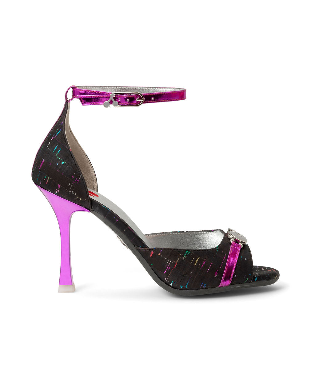 Rainbow Licorice — Black & Multicolor
 Sandals on a Stroon heel