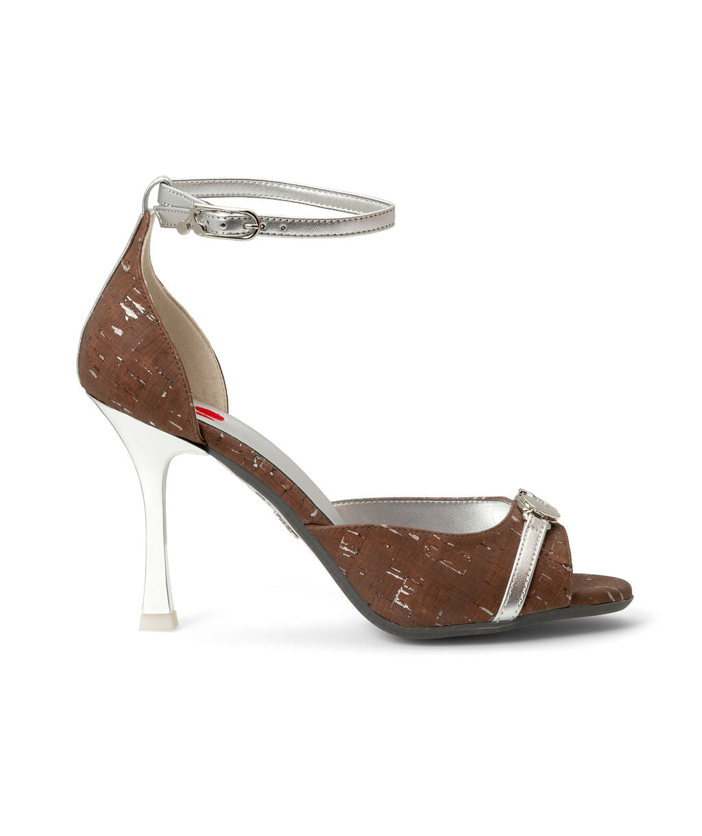 Rocky Road — Brown & Silver
 Sandals on a Stroon heel