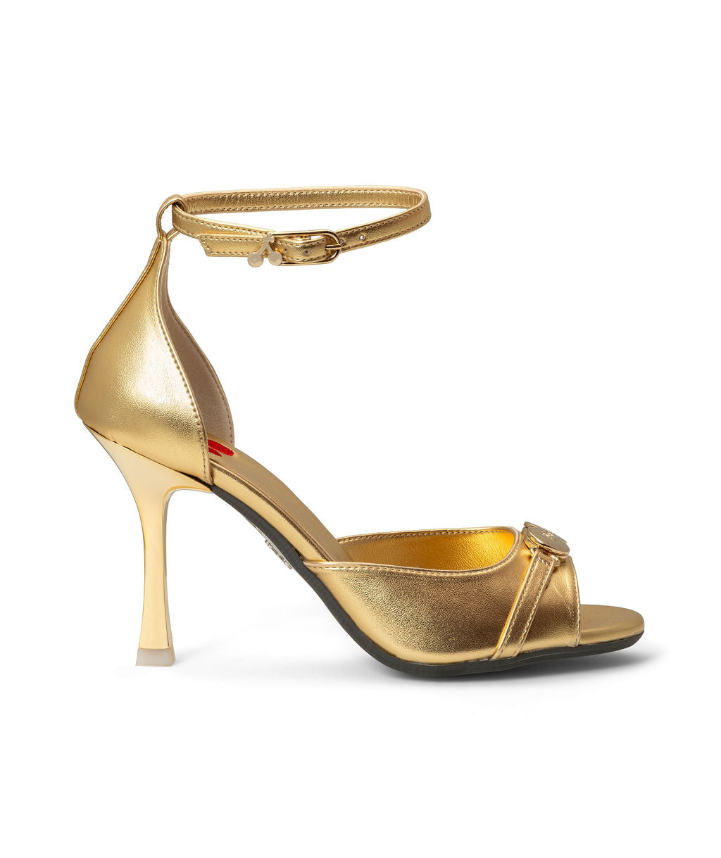 Caramel — Gold
 Sandals on a Stroon heel
