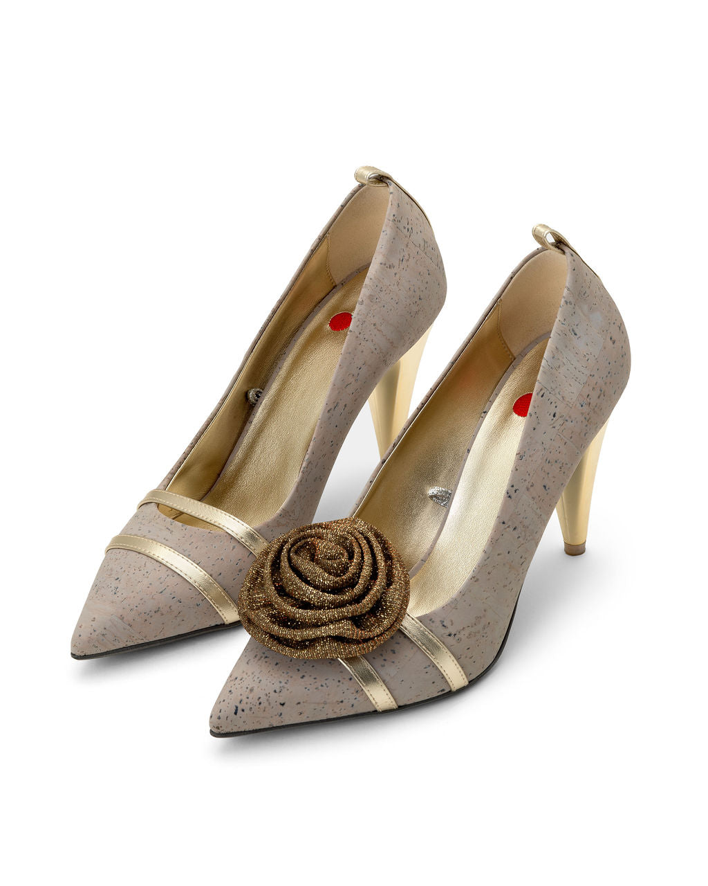 Parfait Pumps made from Cork on a Gold Sugar Cone à la Magnetic