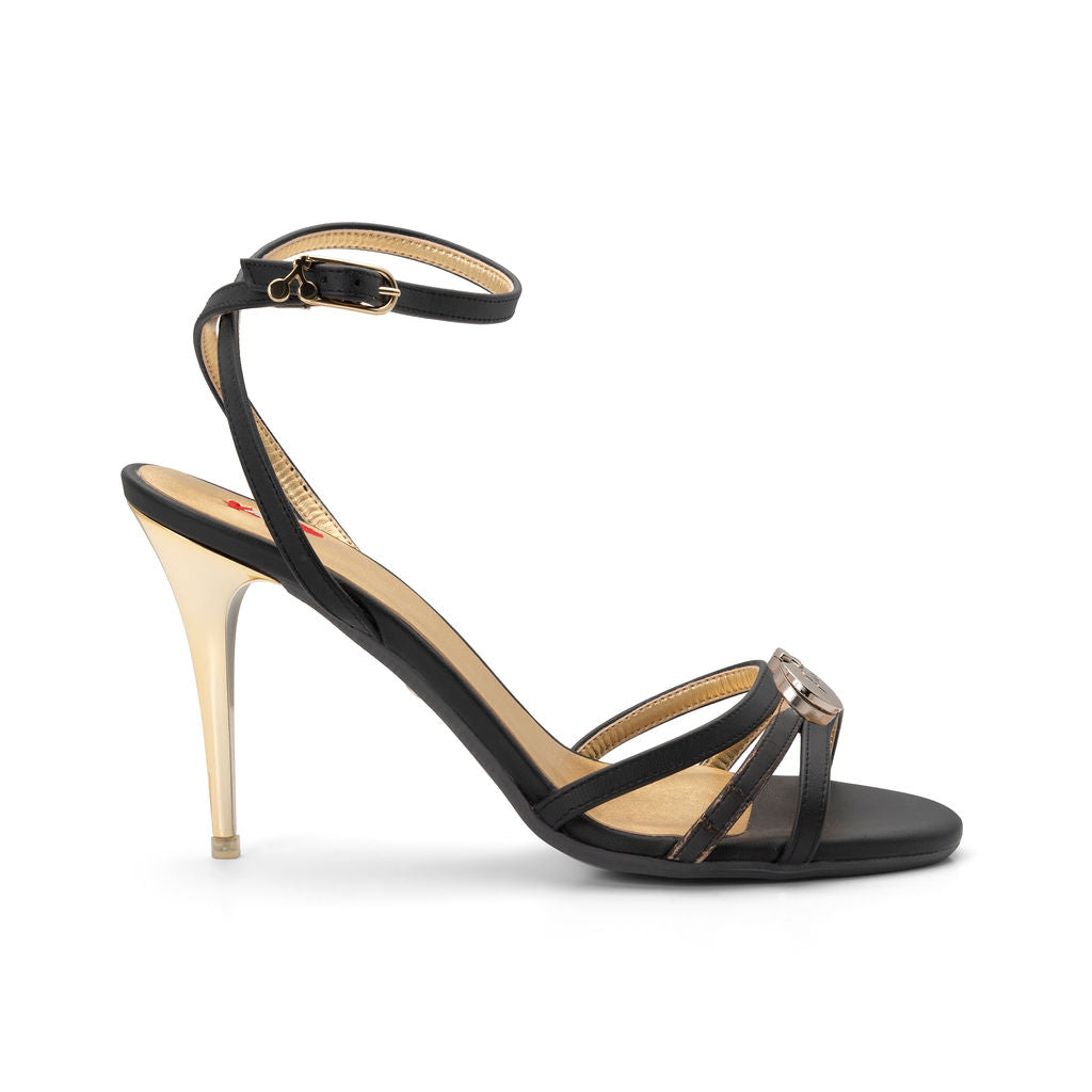Caramel Brownie Batter — Black & Gold
 Sandals on a Stiletto Stick heel