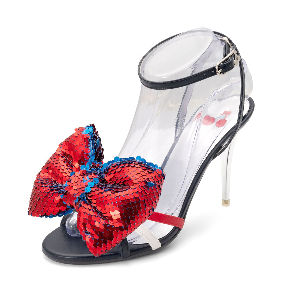 Rocket Pop — Red, White & Blue
 Sandals on a Stiletto Stick heel