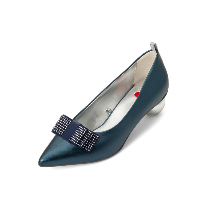 Cherriots Blueberry | Recycled Leather ^ Cherry Cone ~ Silver * à la Mode -Blue Dots Bow