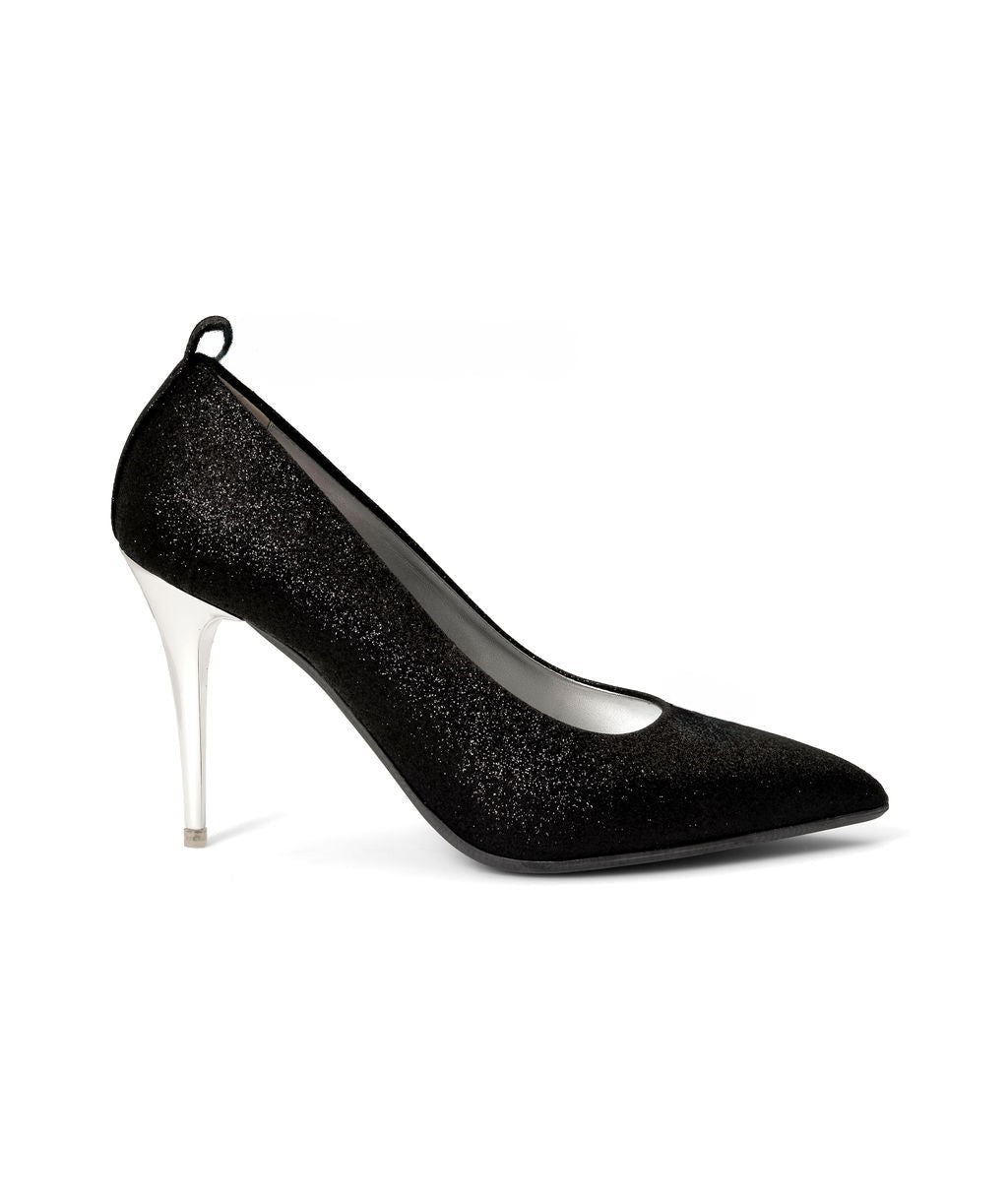Licorice Sugar — Black w/ Glitter
 Pumps on a Stiletto Stick heel