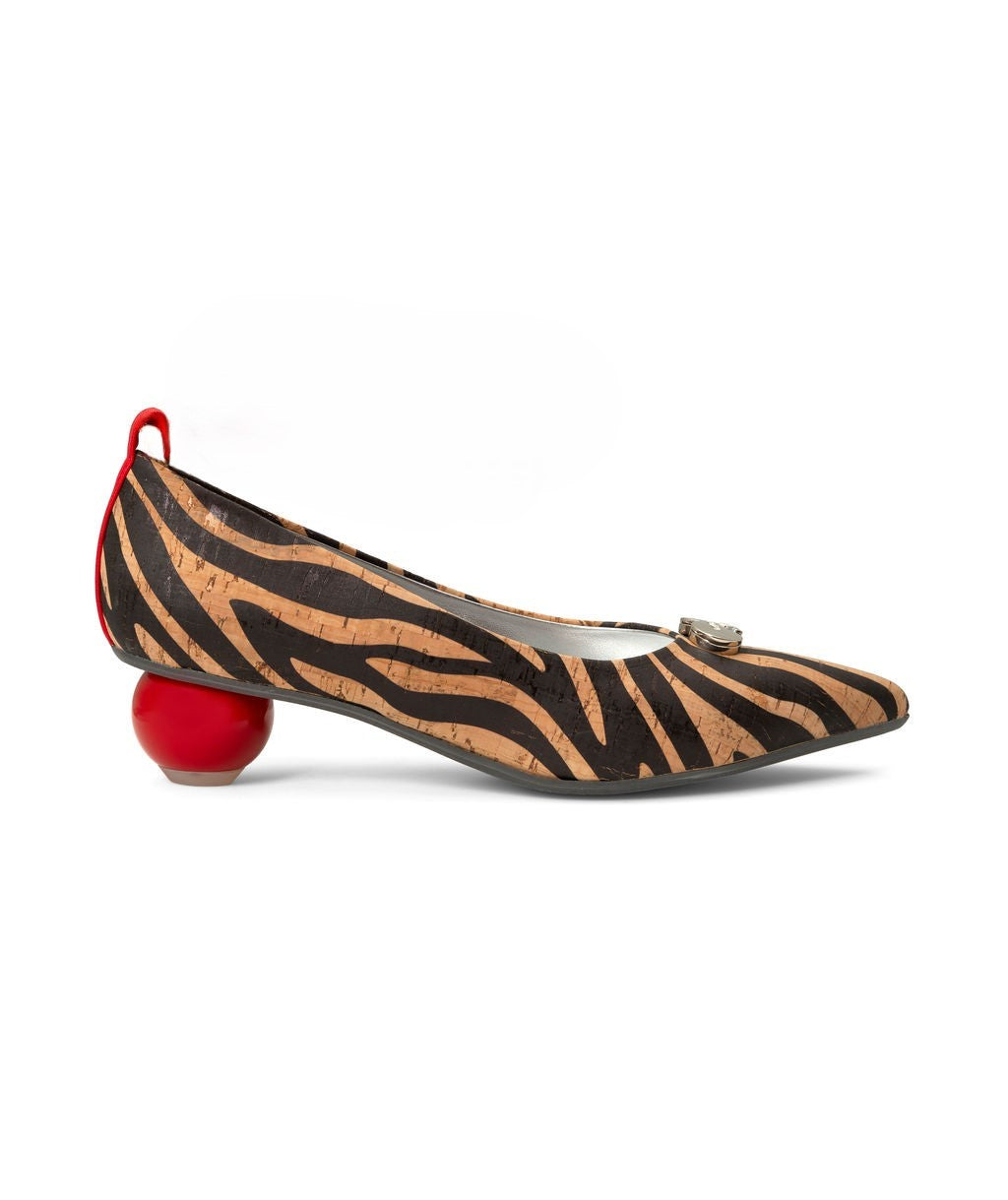 Moose Tracks — Black & Natural
 Flats on a Cherry Cone heel
