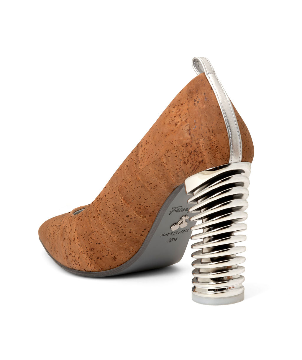 Push Up Pump | Cork ^ Swirl Cone ~ Silver * Topless