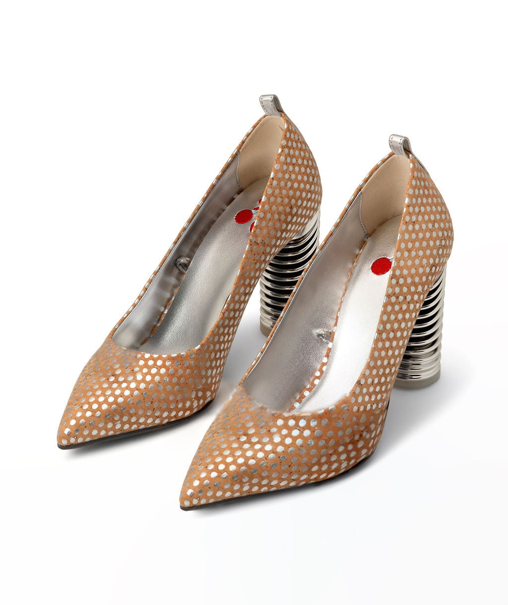 Push Up Pump | Cork ^ Swirl Cone ~ Silver * Topless