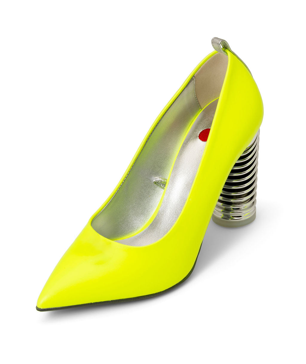 Push Up Pumps made from Recycled Leather on a Silver Swirl Cone à la Topless