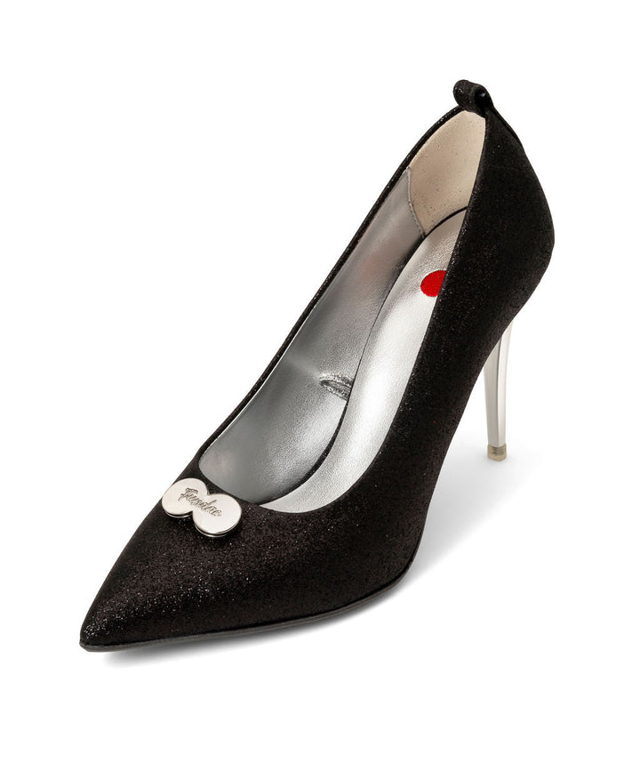 Delicious Pump made from Recycled Leather on a Silver Stiletto Stick Silver à la Magnetic