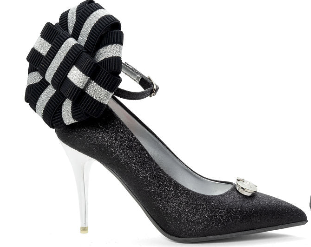 Licorice Sugar — Black w/ Glitter
 Pumps on a Stiletto Stick heel