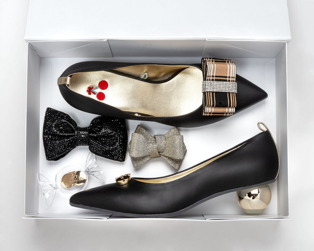 Licorice — Black
 Flats on a Cherry Cone heel