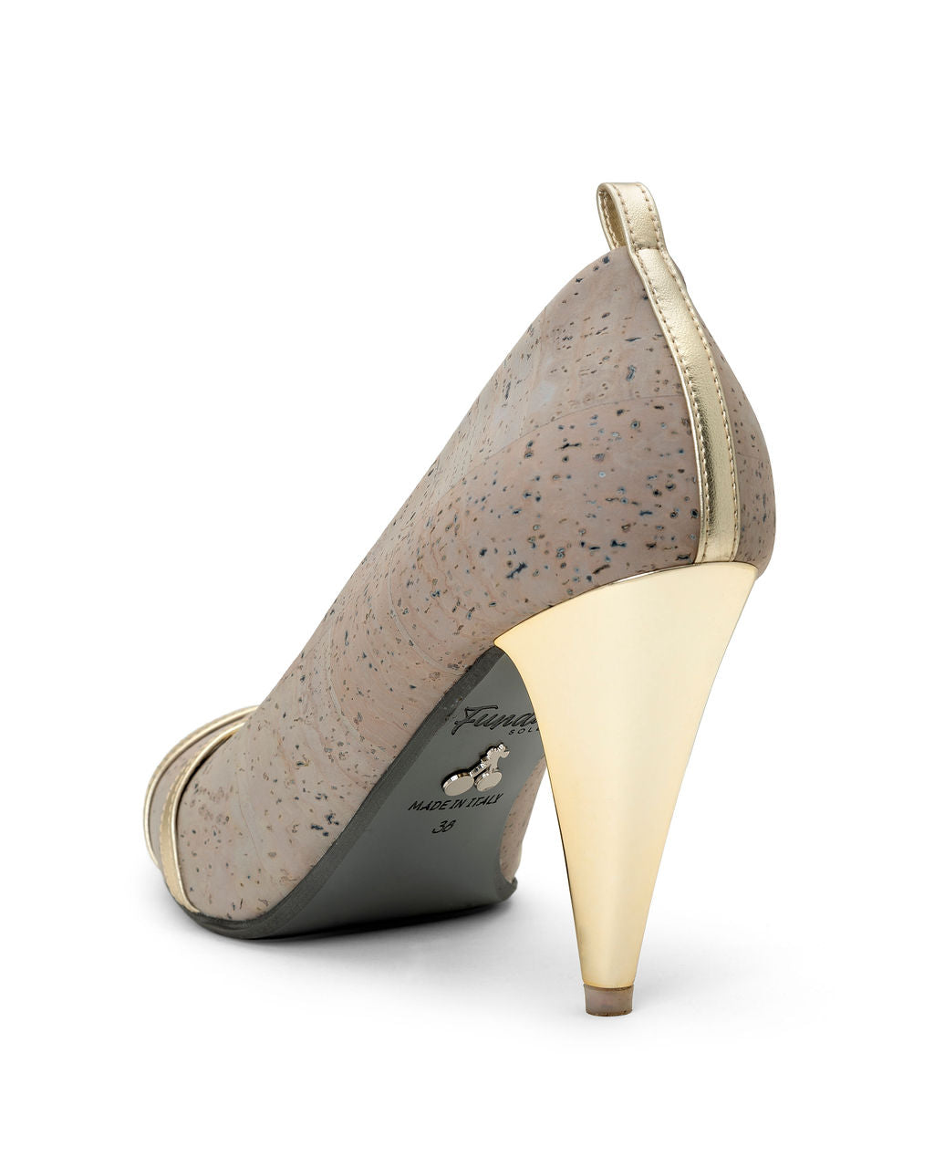 Parfait Pumps Toasted Coconut made from Cork on a Gold Sugar Cone à la Topless