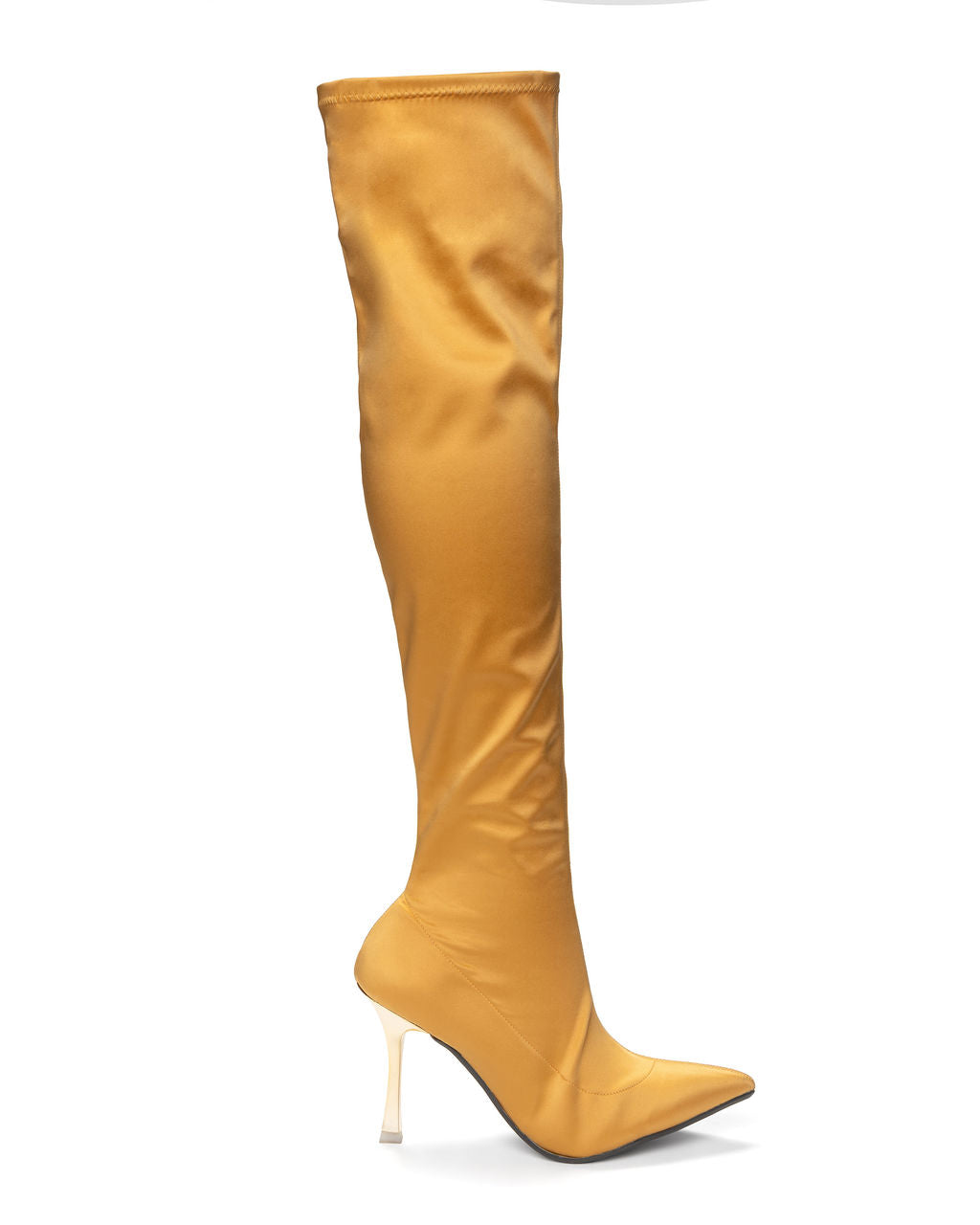 Above the Knee Boots Butterscotch made from Recycled Water Bottles on a Stroon