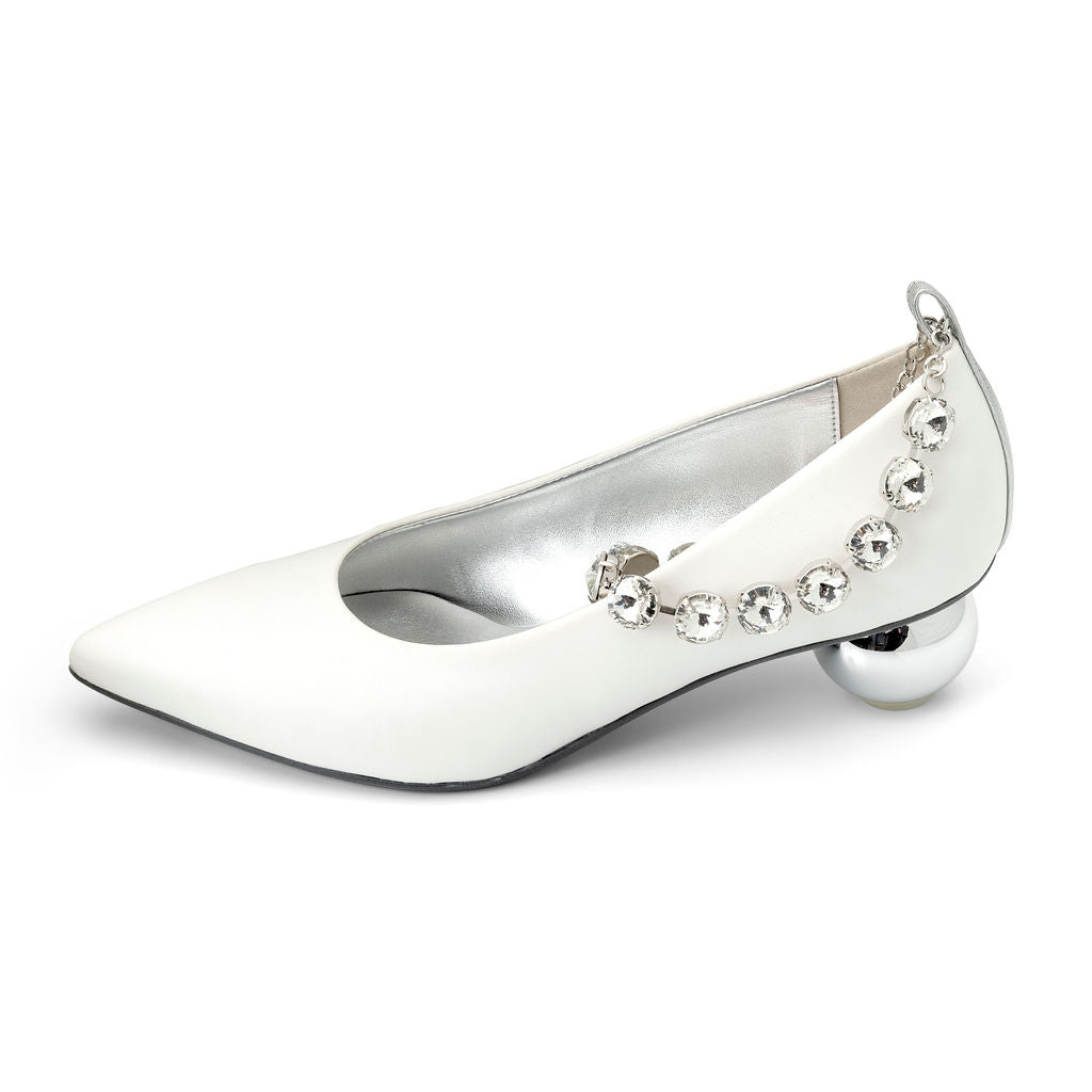 Vanilla — White
 Flats on a Cherry Cone heel
